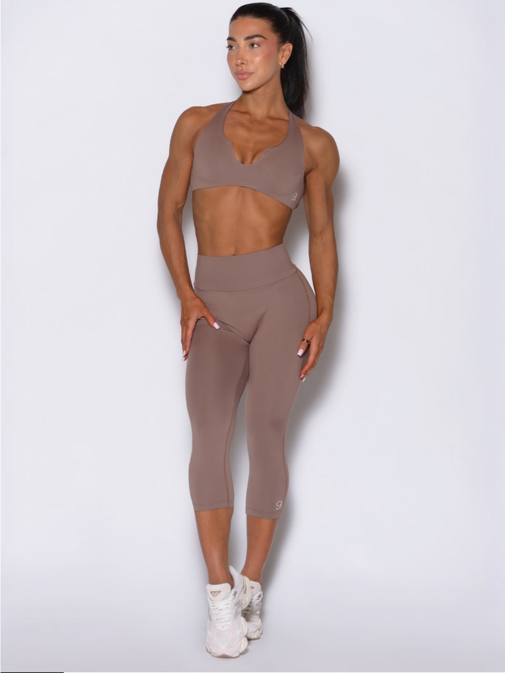 Bombshell Sportswear Taupe High-Waist Capri Leggings